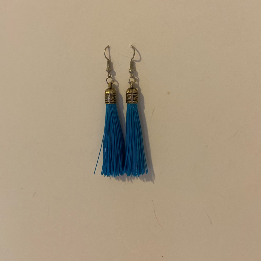 Handmade Blue Tassel Earrings